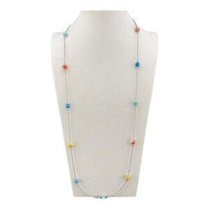 Lia Sophia Silver Tone Multi Color Beaded Station Necklace
